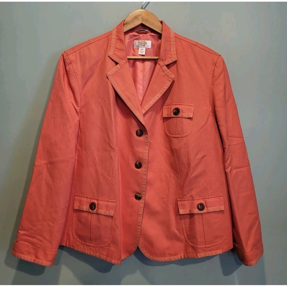 Talbots Linen Blend Peach 3 Button Lightweight Blazer Pockets Sz 20wp